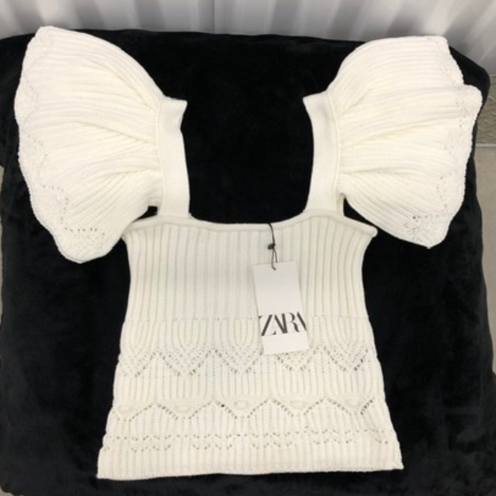 ZARA Cotton Cute Knit Top, S, NWT